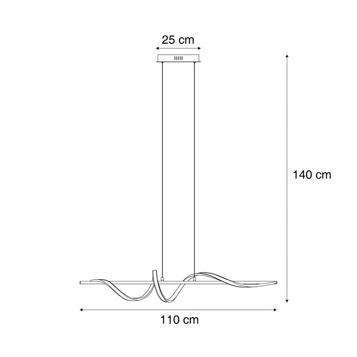 QAZQA Design hanglamp zwart 110cm incl. LED 3-staps dimbaar - Wokkel