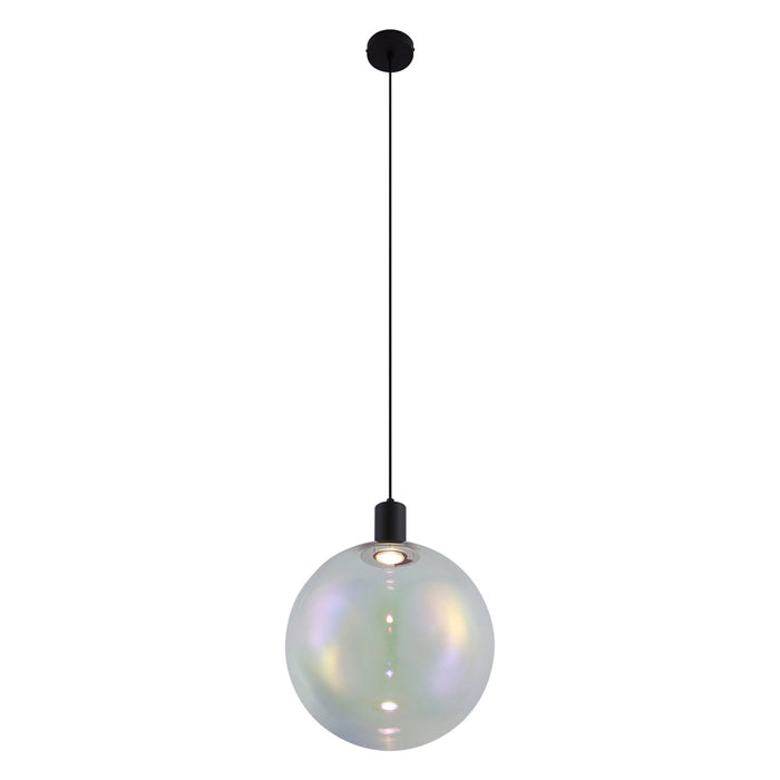 QAZQA Design hanglamp zwart met regenboog glas 35cm - Mallon