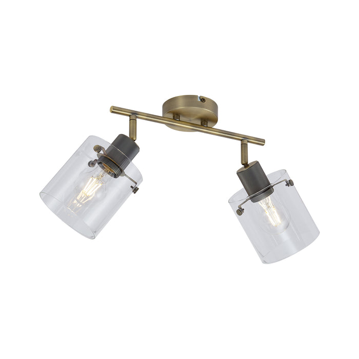 QAZQA Design plafondspot brons met helder glas 2-lichts - Domo