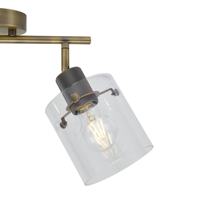 QAZQA Design plafondspot brons met helder glas 2-lichts - Domo