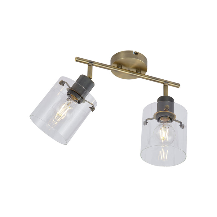 QAZQA Design plafondspot brons met helder glas 2-lichts - Domo