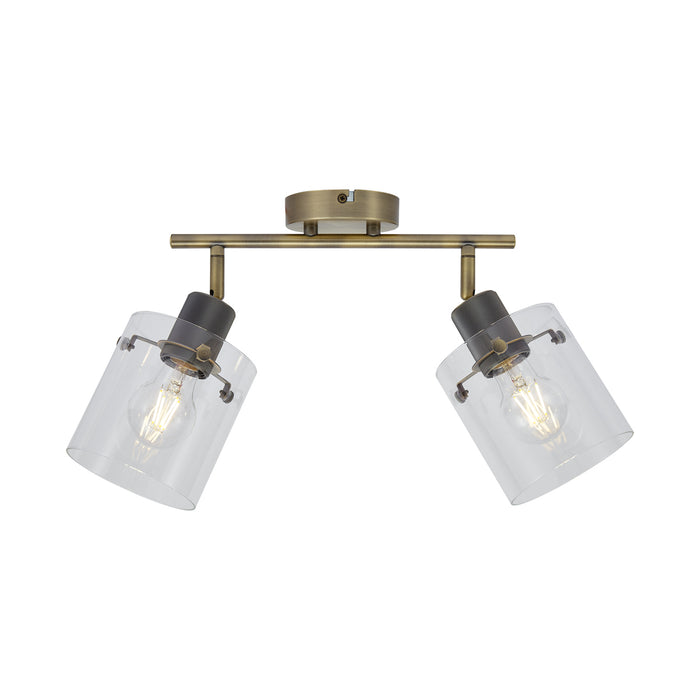 QAZQA Design plafondspot brons met helder glas 2-lichts - Domo