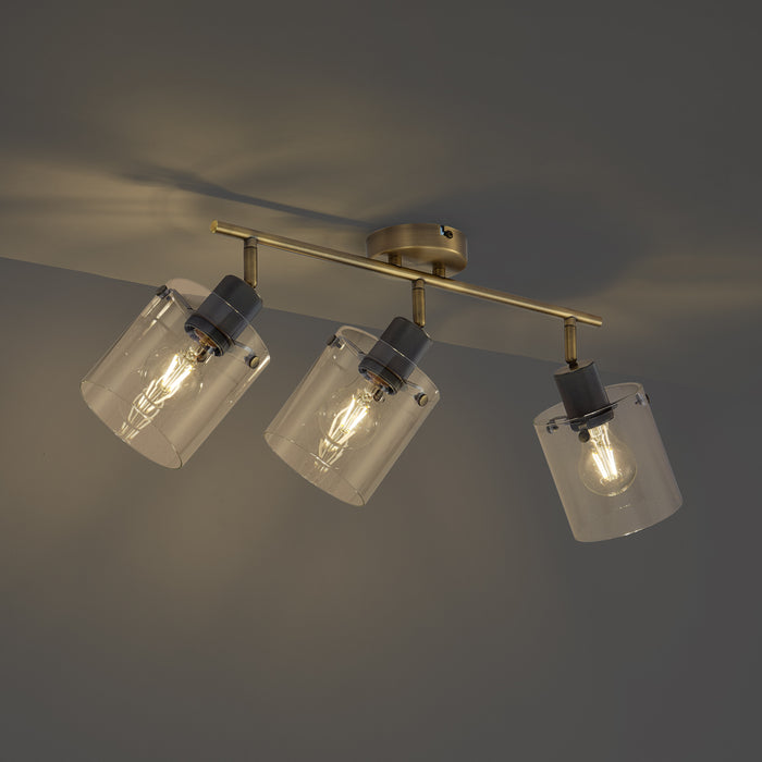 QAZQA Design plafondspot brons met helder glas 3-lichts - Domo