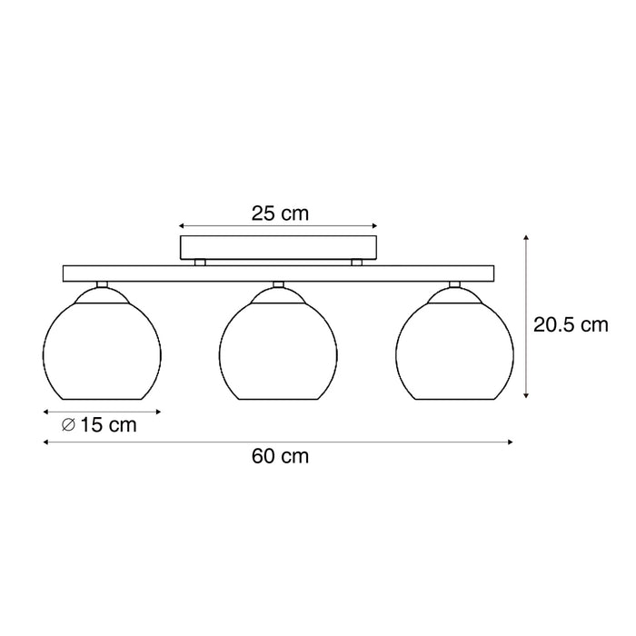 QAZQA Moderne plafondlamp zwart met hout en smoke glas 3-lichts -