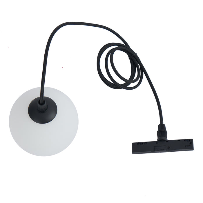 QAZQA Moderne hanglamp zwart met wit glas voor railsysteem 1-fase -