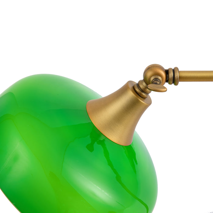 QAZQA Klassieke tafellamp brons met groen opaal glas - Clerk