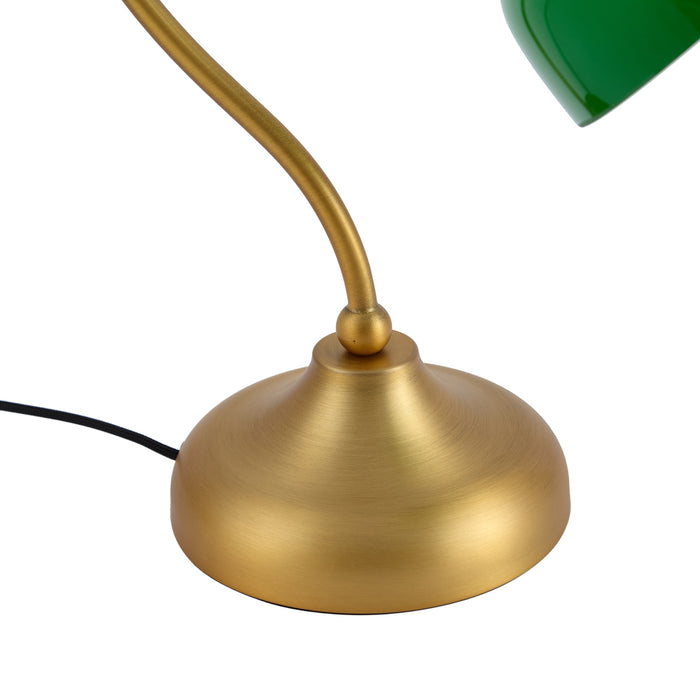 QAZQA Klassieke tafellamp brons met groen opaal glas - Clerk