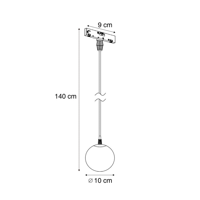 QAZQA Moderne hanglamp zwart met wit glas voor railsysteem 1-fase -