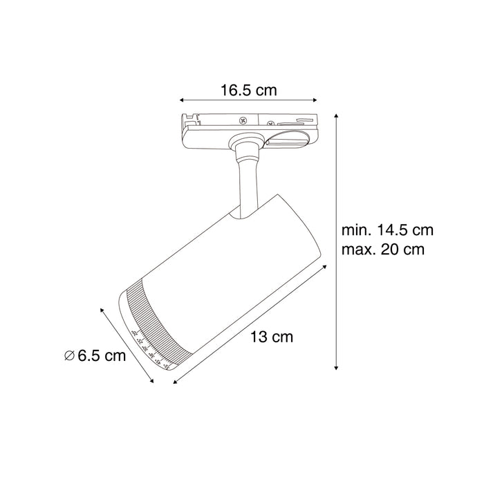 QAZQA Moderne spot zwart voor railsysteem 1-fase incl. LED draai- en