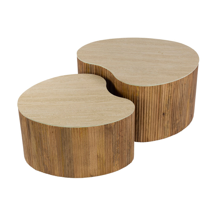 Giga Meubel - Salontafel Niervormig Beige|Hout - Set Van 2 - Nuovo