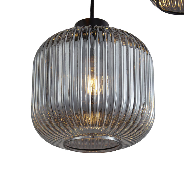 QAZQA Design hanglamp zwart met smoke glas 5-lichts - Ana