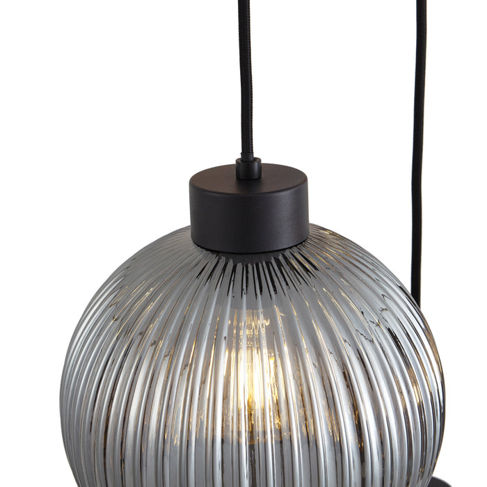 QAZQA Design hanglamp zwart met smoke glas 5-lichts - Ana