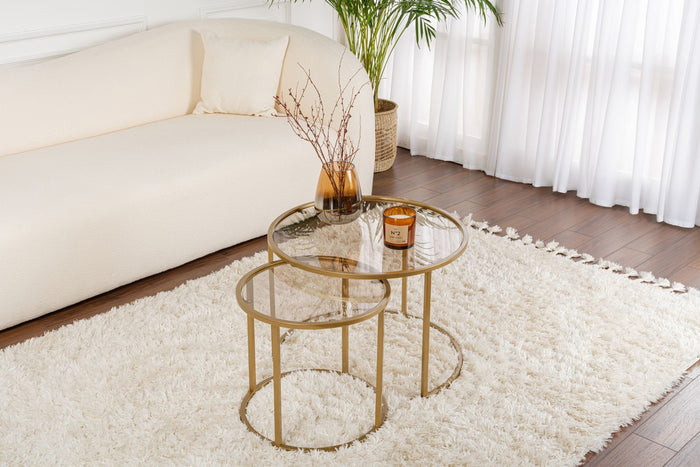 Giga Meubel - Salontafel Aurum Ø60|Ø42cm Goud|Brons Set van 2