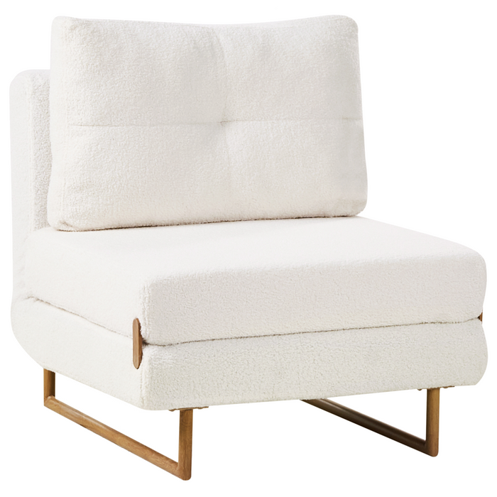 Beliani - JERSLEV - 1-zits slaapbank - Gebroken wit - Bouclé