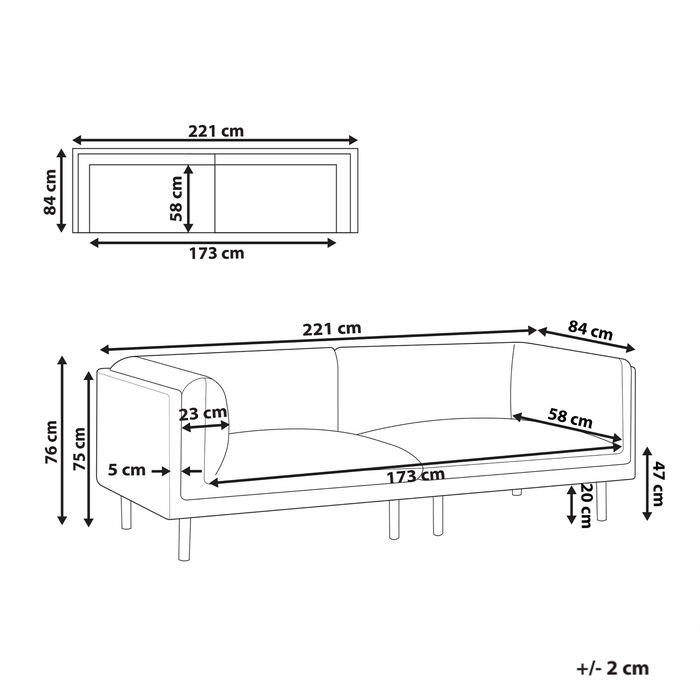Beliani - VORGOD - Driezitsbank - Off-white - Bouclé