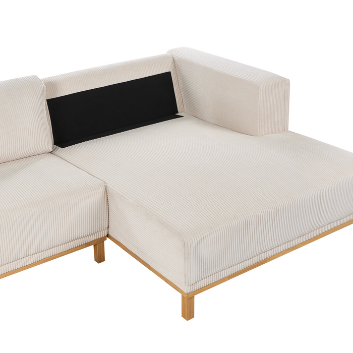 Beliani - VENG - Hoekbank 5-zits - Lichtbeige - Linkszijdig - Corduroy