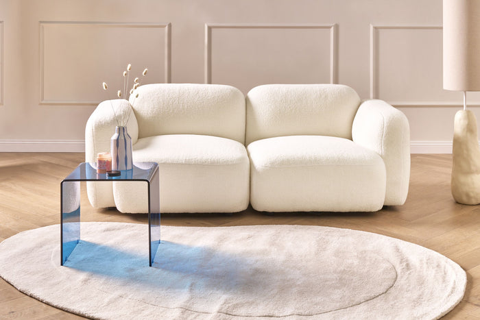 Beliani - AFOSS - Driezitsbank - Gebroken wit - Bouclé