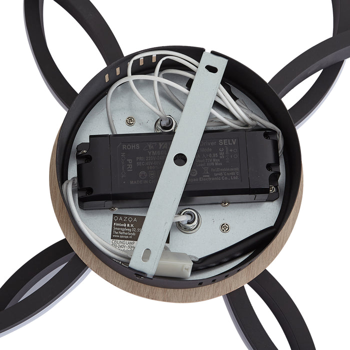 QAZQA Plafondlamp hout incl. LED 3-staps dimbaar 4-lichts - Navara