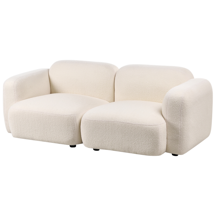 Beliani - AFOSS - Driezitsbank - Gebroken wit - Bouclé