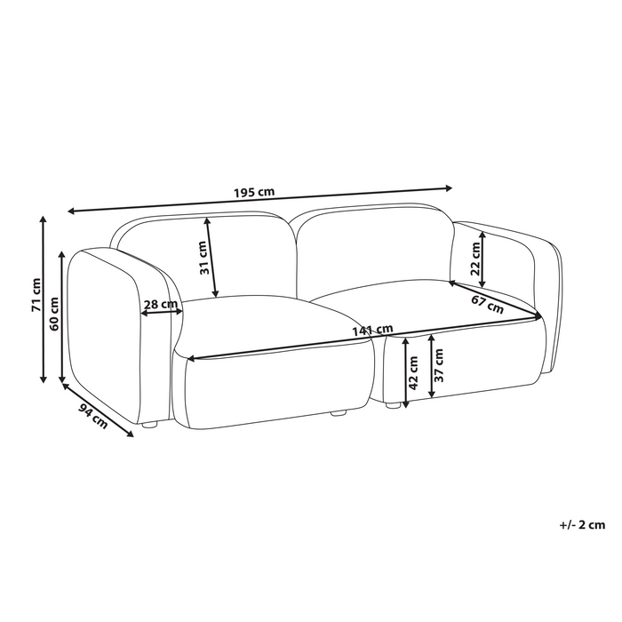 Beliani - AFOSS - Driezitsbank - Gebroken wit - Bouclé