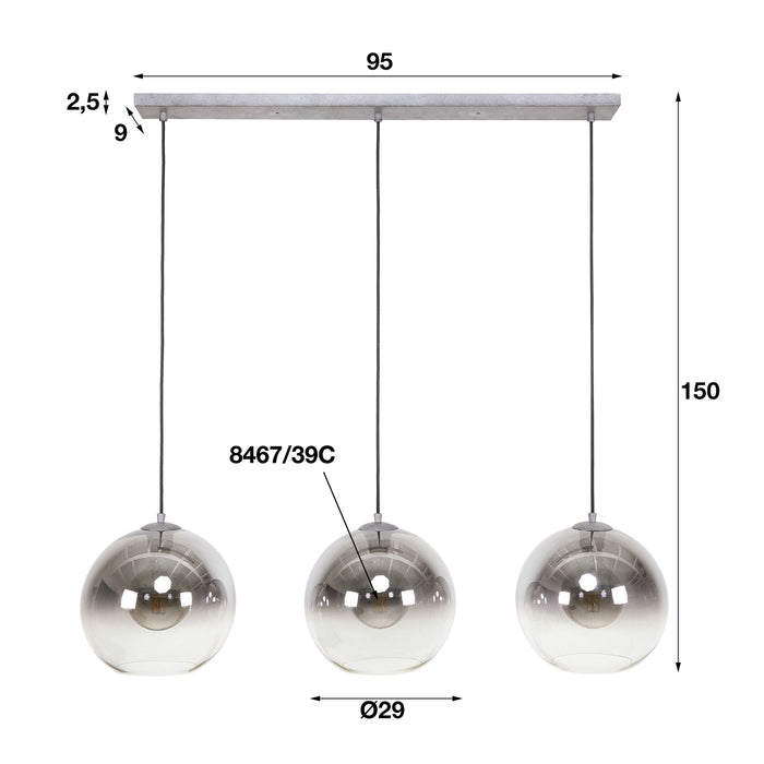 Giga Meubel - Hanglamp Glas - 3-Lichts - Bubble Shaded