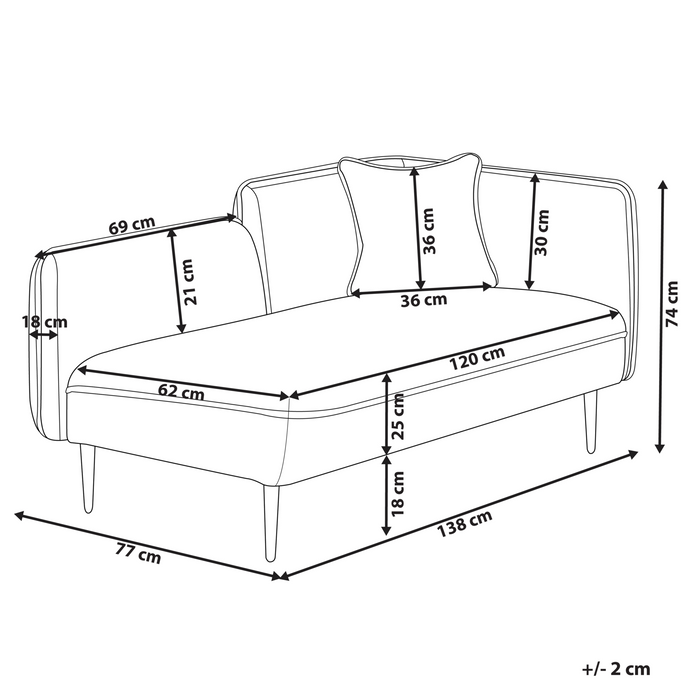Beliani - CHEVANNES - Chaise longue - Off-white - Rechtszijdig - Stof