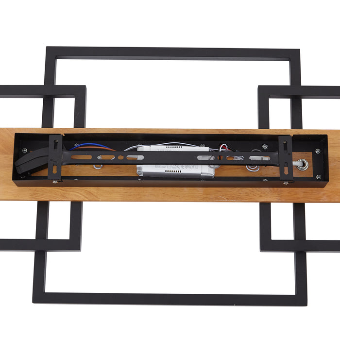 QAZQA Design plafondlamp zwart vierkant incl. LED 3-staps dimbaar