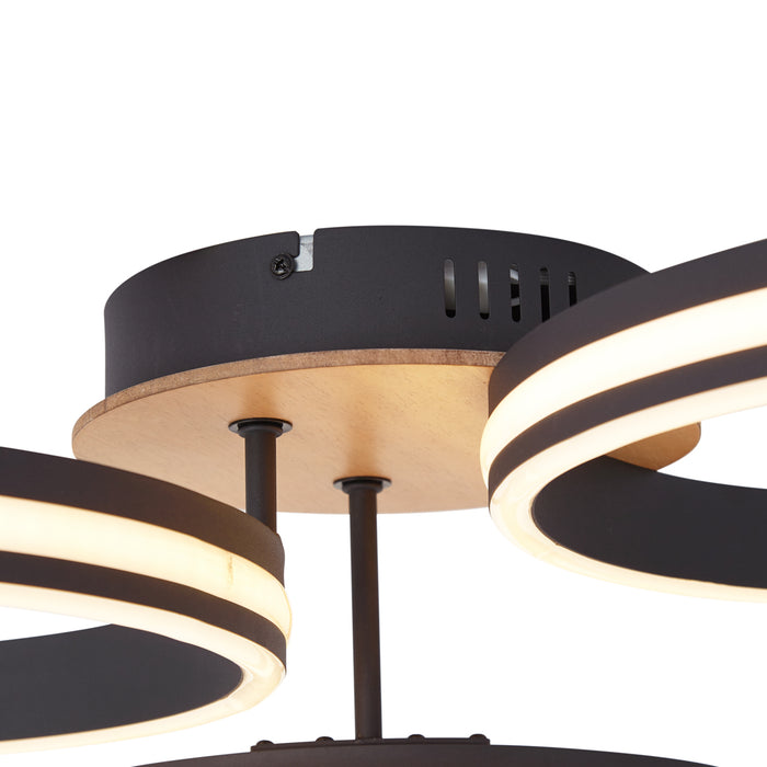 QAZQA Plafondlamp hout incl. LED 3-staps dimbaar 3-lichts - Navara