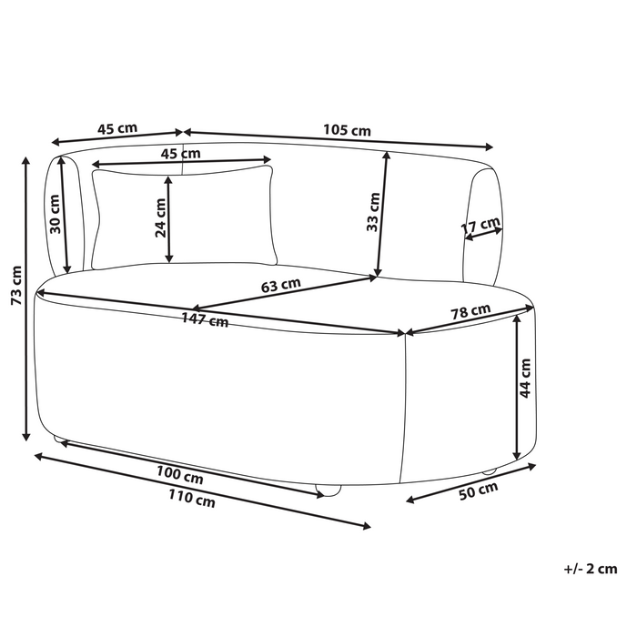Beliani - VANVEY - Chaise longue - Rood - Linkszijdig - Corduroy