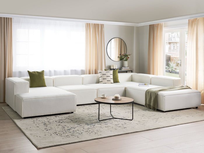 Beliani - ARDAL- Hoekbank 5-zits - Off-white - Linkszijdig - Bouclé