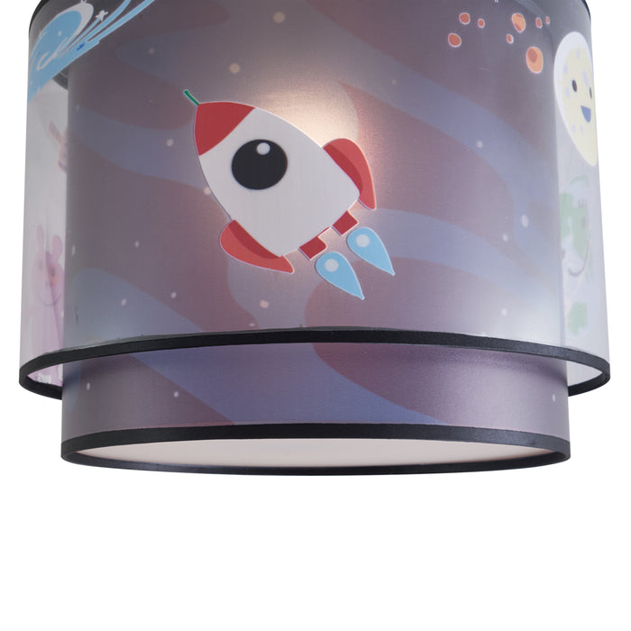 QAZQA Kinder plafondlamp zwart met ruimteschip en sterren - Harrie in