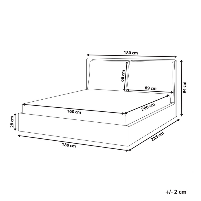 Beliani - BAJONNA - Tweepersoonsbed - Taupe - 160 x 200 cm - Stof