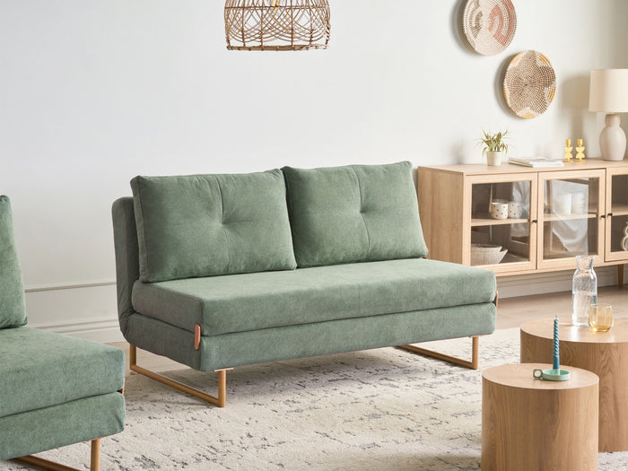 Beliani - JERSLEV - 3-zits slaapbank - Lichtgroen - Stof