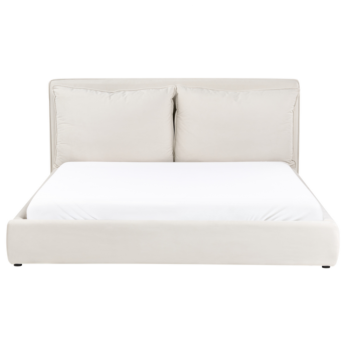 Beliani-BAJONNA-Tweepersoonsbed-Lichtbeige-180 x 200 cm-Polyester