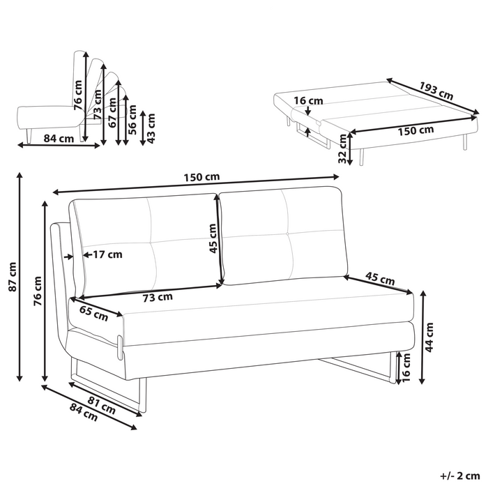 Beliani - JERSLEV - 3-zits slaapbank - Lichtgroen - Stof