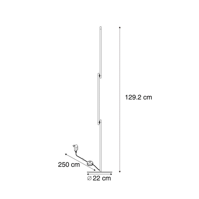 QAZQA Design vloerlamp zwart incl. LED 3-staps dimbaar - Gate