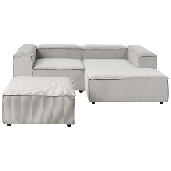 Beliani-ARDAL-Hoekbank met ottomaan-Taupe-Linkszijdig-Corduroy