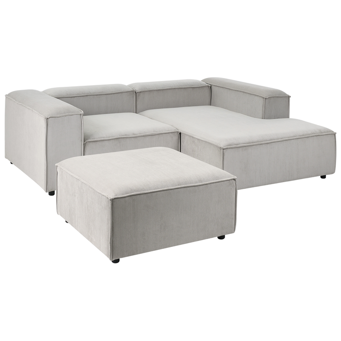 Beliani-ARDAL-Hoekbank met ottomaan-Taupe-Linkszijdig-Corduroy