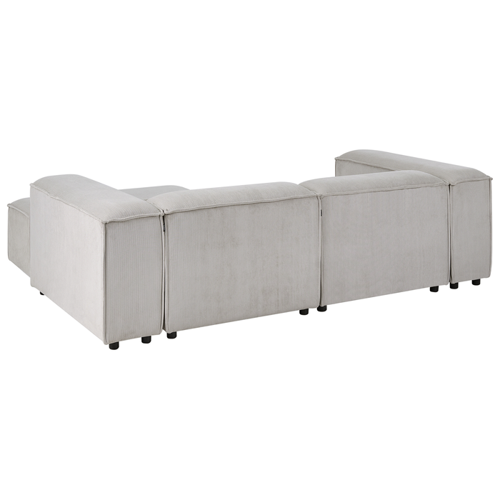 Beliani-ARDAL-Hoekbank met ottomaan-Taupe-Linkszijdig-Corduroy