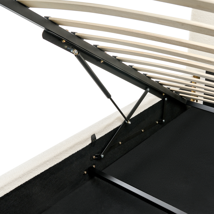 Beliani-BLAGNAC-Tweepersoonsbed-Off-white-140 x 200 cm-Bouclé