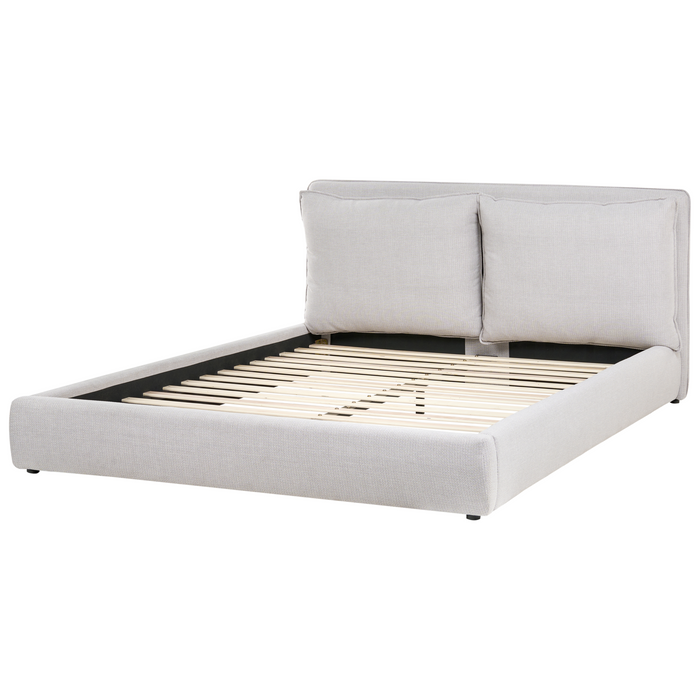 Beliani - BAJONNA - Tweepersoonsbed - Lichtgrijs - 180 x 200 cm - Stof