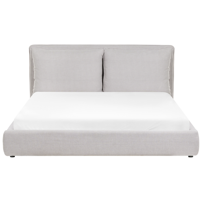 Beliani - BAJONNA - Tweepersoonsbed - Lichtgrijs - 180 x 200 cm - Stof