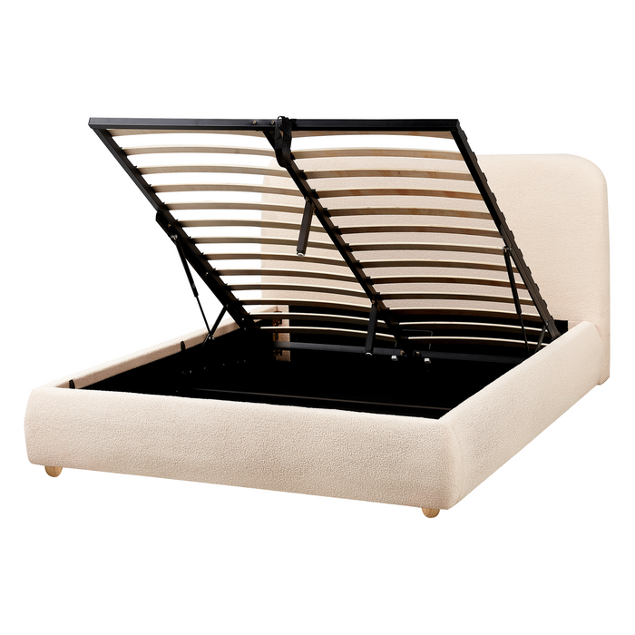 Beliani - BLAGNAC - Tweepersoonsbed - Lichtbeige - 140 x 200 cm - Stof