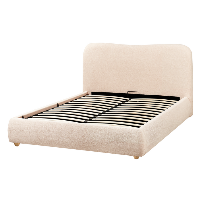 Beliani - BLAGNAC - Tweepersoonsbed - Lichtbeige - 140 x 200 cm - Stof