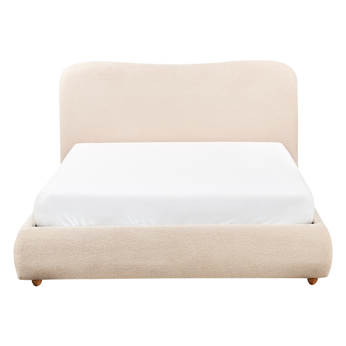 Beliani - BLAGNAC - Tweepersoonsbed - Lichtbeige - 140 x 200 cm - Stof