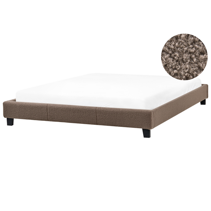 Beliani - ROANNE - Tweepersoonsbed - Taupe - 180 x 200 cm - Bouclé