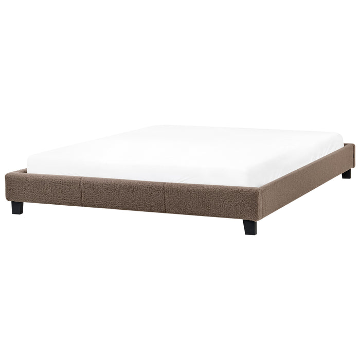 Beliani - ROANNE - Tweepersoonsbed - Taupe - 180 x 200 cm - Bouclé