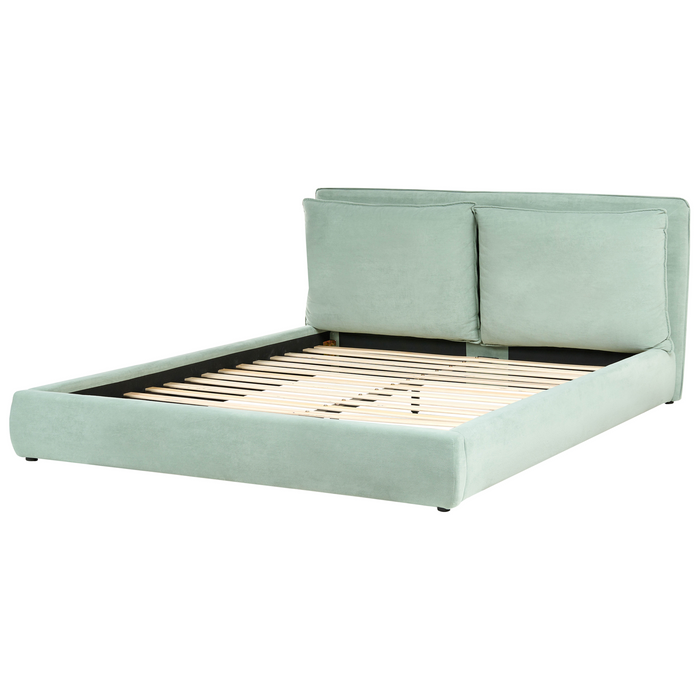 Beliani - BAJONNA - Tweepersoonsbed - Mintgroen - 180 x 200 cm - Stof