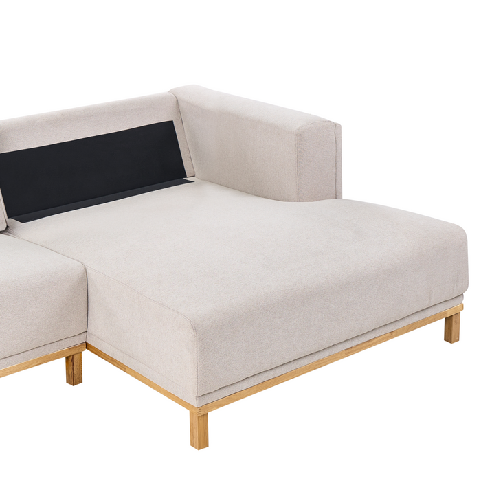 Beliani-VENG-Hoekbank 5-zits-Lichtbeige-Linkszijdig-Polyester