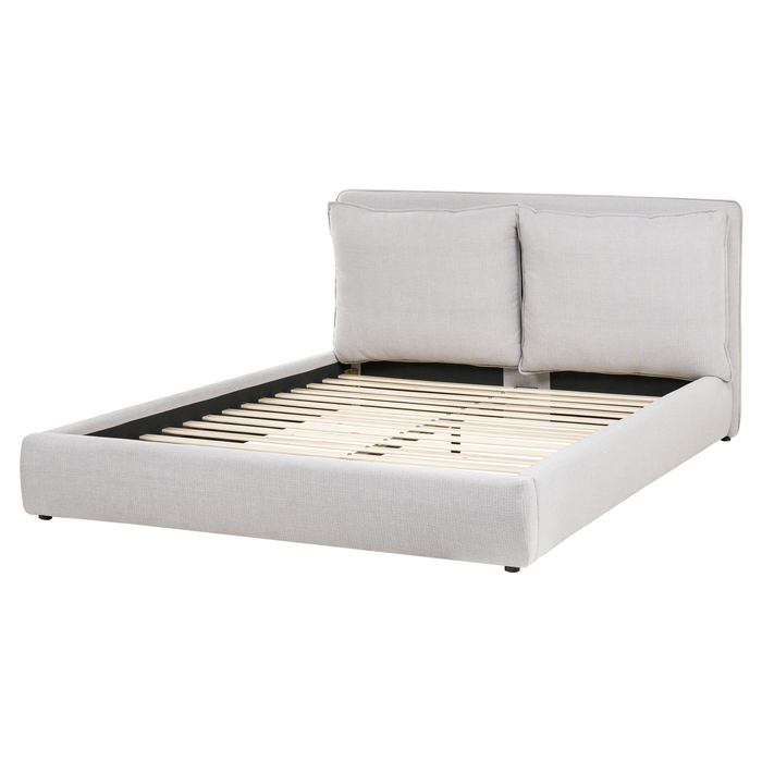 Beliani - BAJONNA - Tweepersoonsbed - Lichtgrijs - 160 x 200 cm - Stof